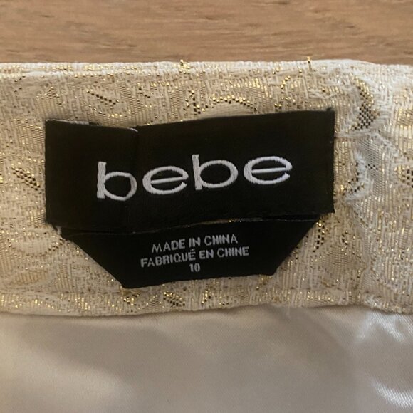 Bebe Gold Print Metallic Skirt Size 10 - Picture 8 of 12